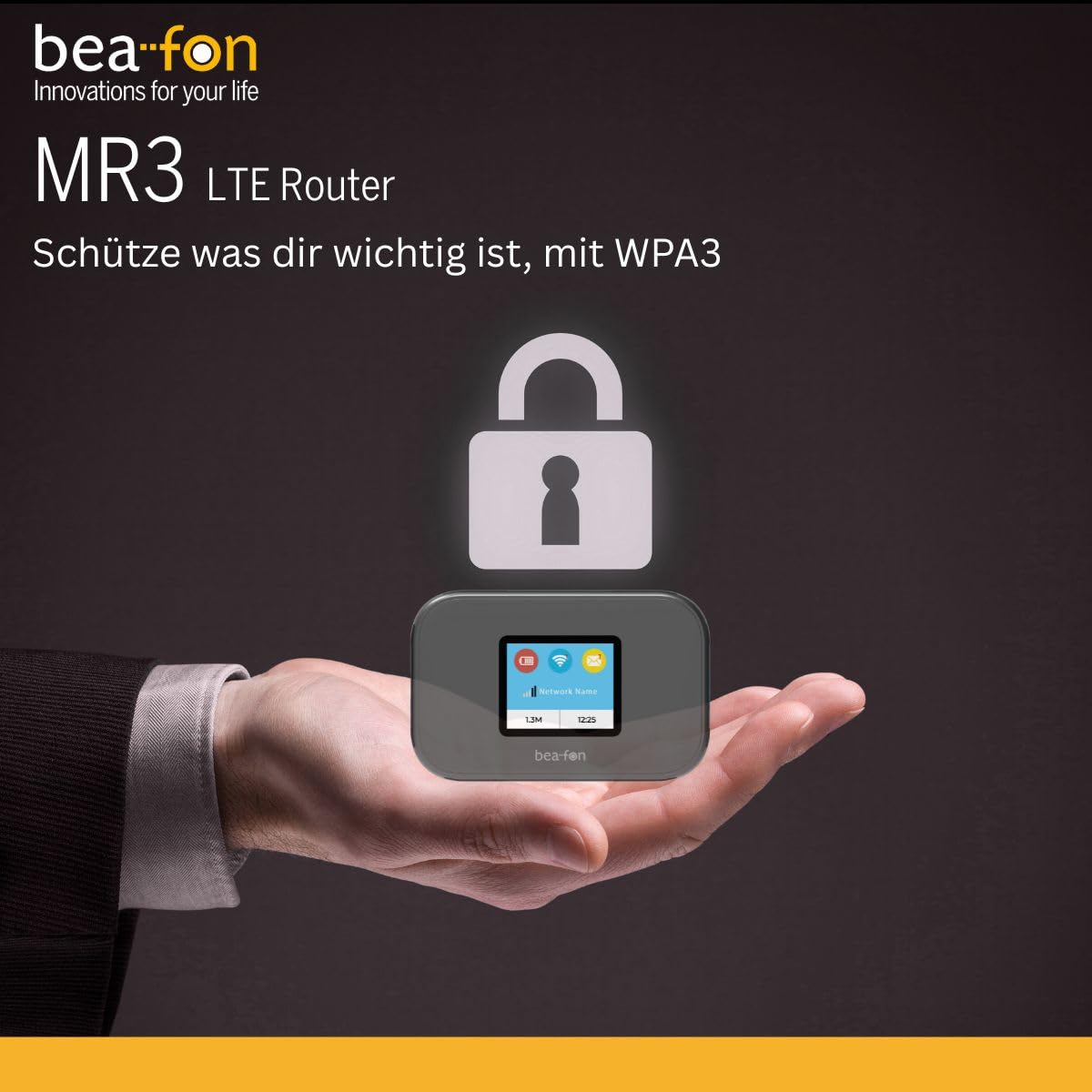 beafon, MR3, router, 4G LTE, mobilny Internet, CAT 6, szyfrowanie WPA3, Secure WiFi, kolorowy wyświetlacz, 4,5 cm przycisk WPS,