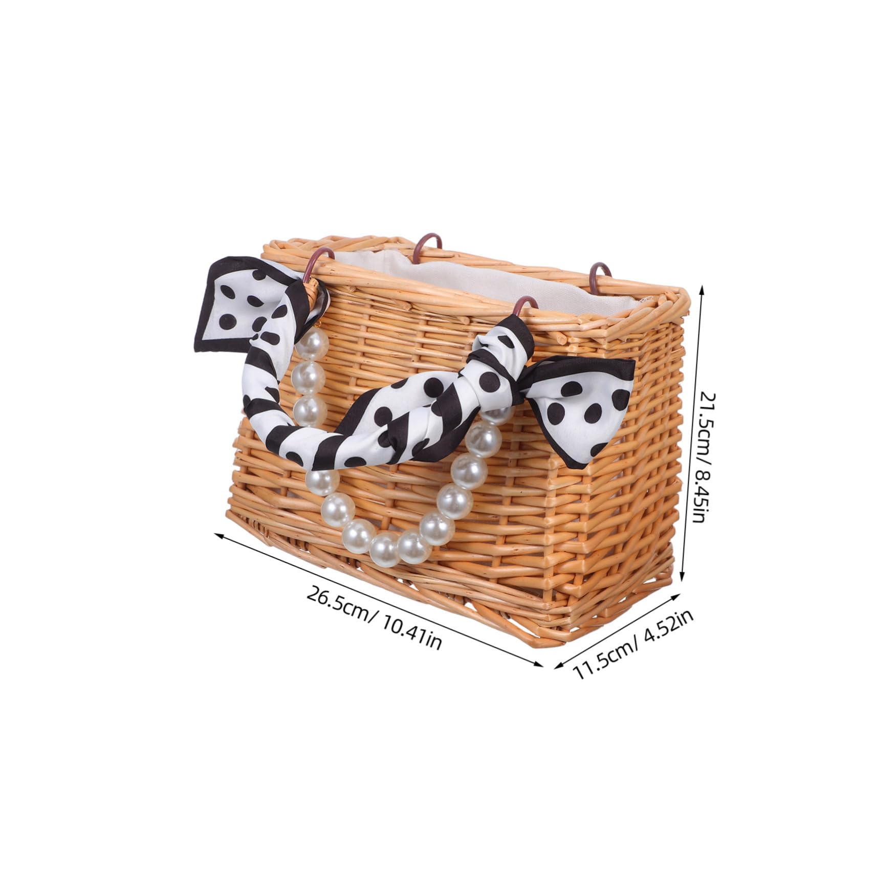 Cabilock Handgefertigter Rattan-blumenkorb mit Perlenhenkel Geflochtene Blumentasche Vielseitiger Korb für Hochzeit Garten Picknick und Strand Dekorativ und Praktisch
