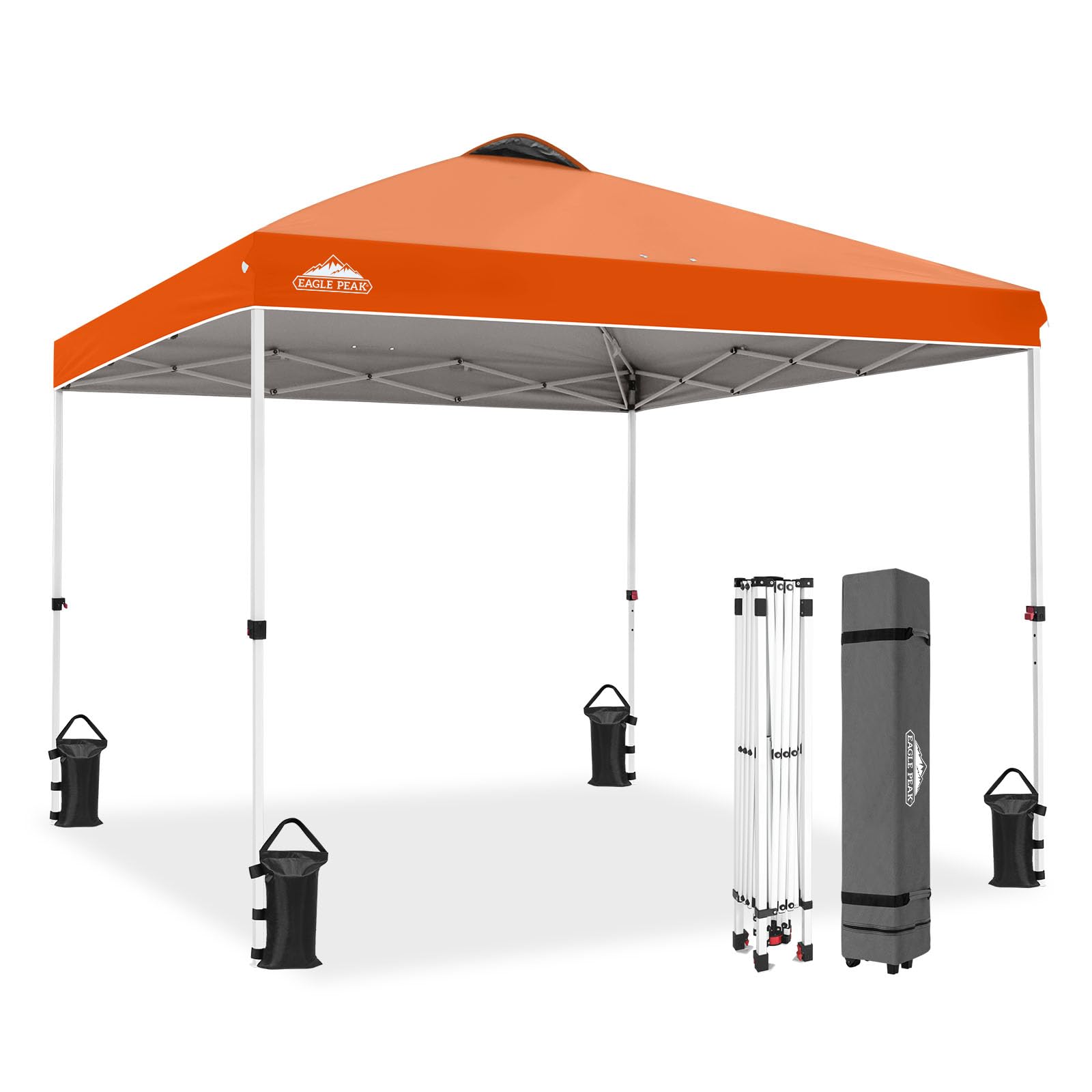 EAGLE PEAK 3m x 3m Pop Up Gazebo Tent Instant Outdoor Canopy Straight Leg Shelter (Orange)