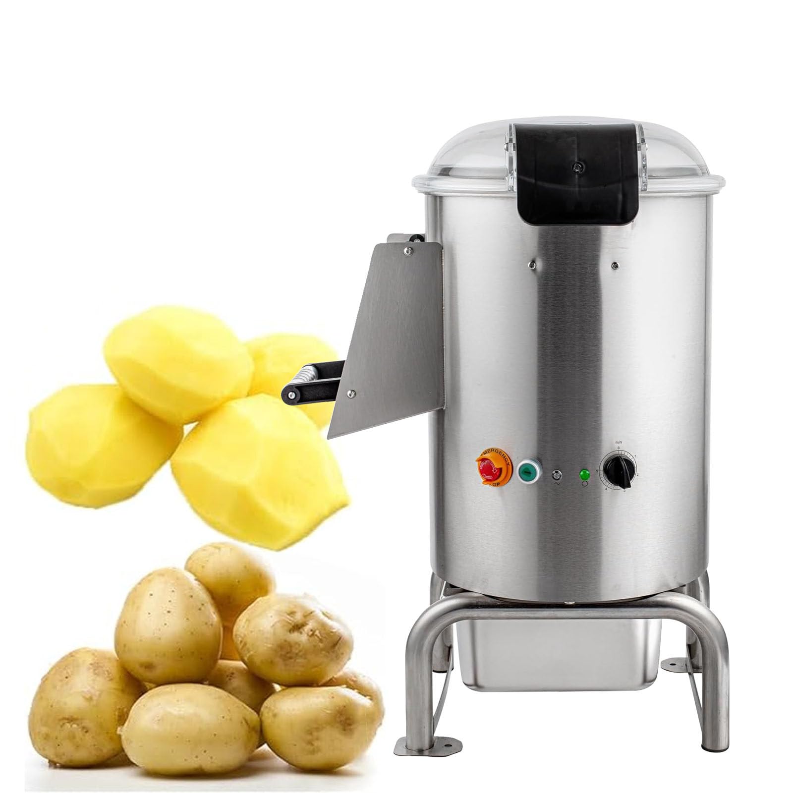 Peladora De Patatas EléCtrica, MáQuina Peladora De Frutas Y Verduras Giratoria AutomáTica, Equipo De Pelado De Acero Inoxidable De Alta Resistencia, Para Frutas Y Verduras De Cocina Lavadora,110V