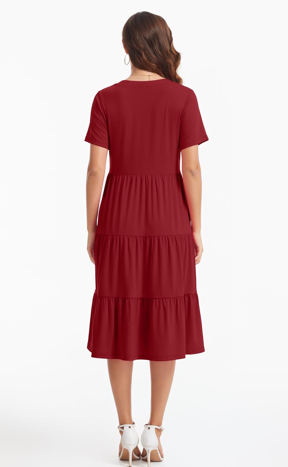 Women's V Neck Dress 2025 Lounge Fashion Casual Loose Fit Flowy Swing Tiered Vacation Dresses - Image 5