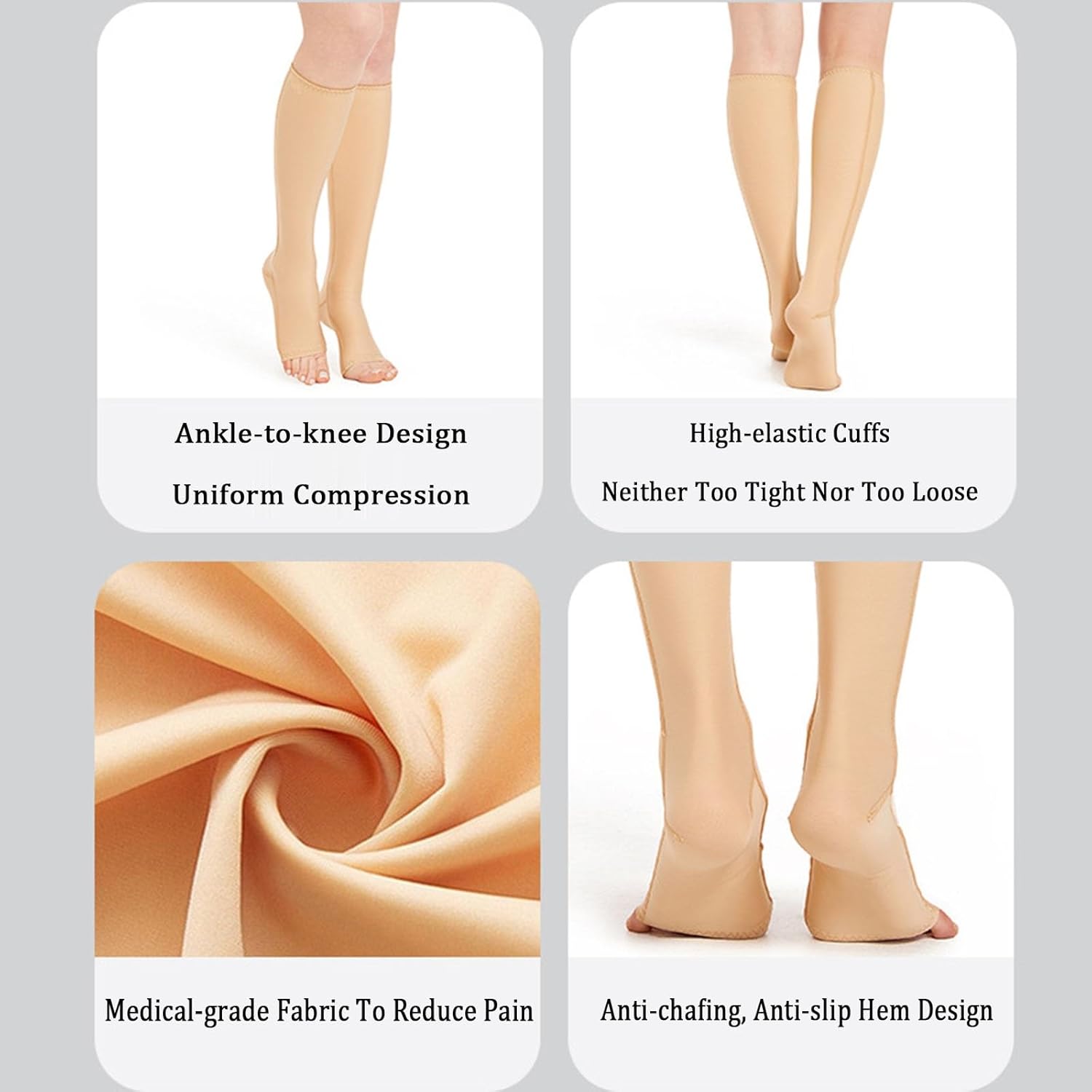 Knee High Post Surgery Compression Stockings, Calf Shaper Socks for Support Circulation Swelling Open Toe