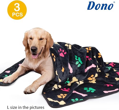 Miniatura 9 de Dono 1 paquete de 3 mantas suaves y esponjosas con estampado de patas, manta de forro polar para mascotas, manta cálida para dormir, manta de