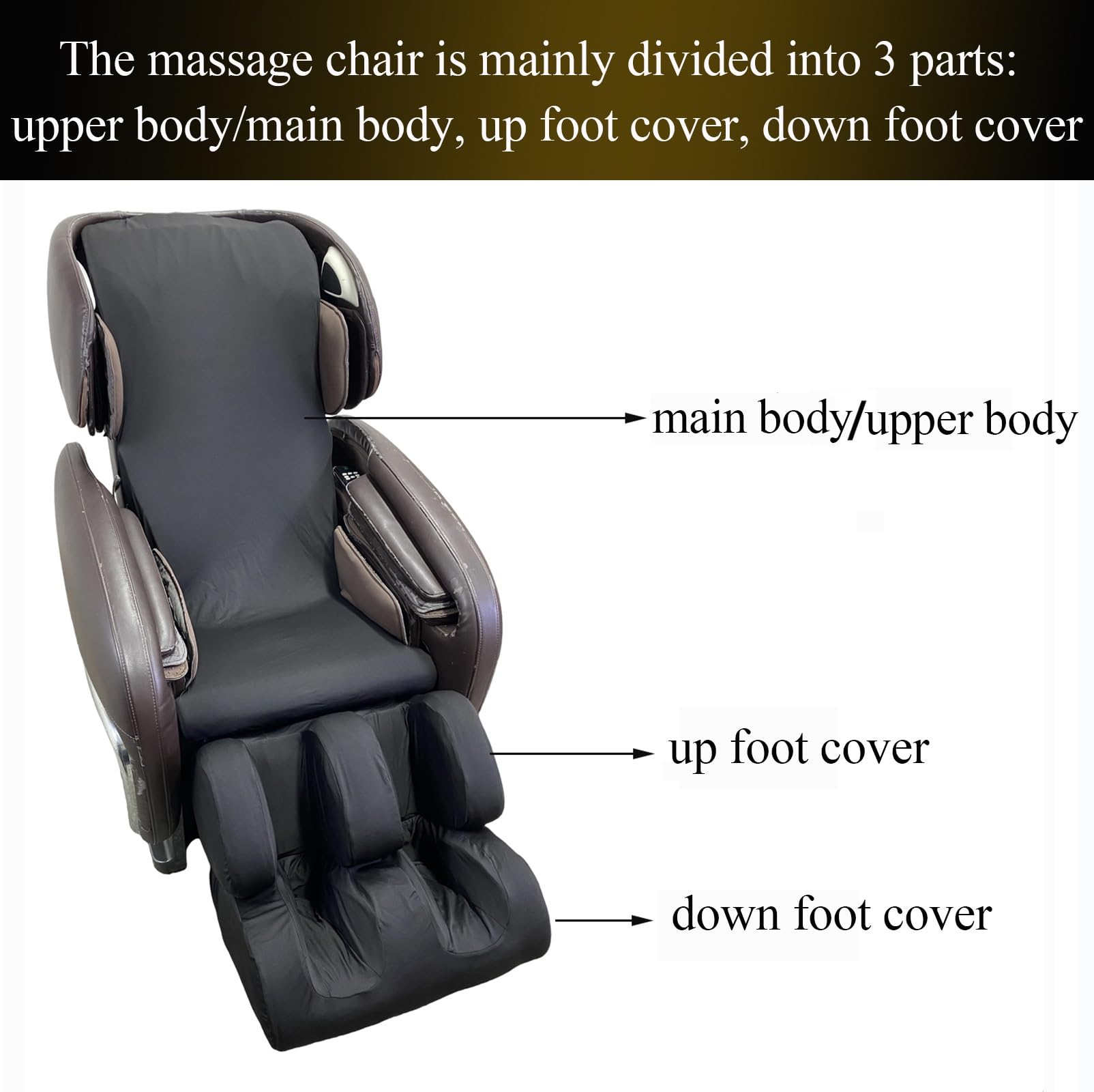 Funda para Silla de Masaje,Tejido Elástico Funda Protectora para Silla de Masaje Shiatsu de Cuerpo Completo Lavable Cubierta Polvo de Repuesto para Sillón de Masaje(Black)