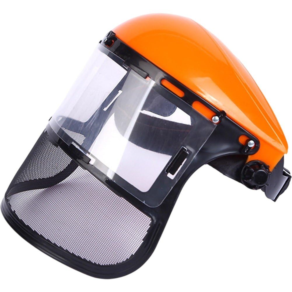 Fopytu Garden Grass Trimmer Safety Helmet Hat, Safety Head-mounted Pvc Protective Mask Full Face Mesh Protective Mask for Brush Cutter Forestry Protection