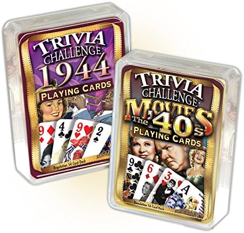 Flickback 1944 Trivia Playing Cards & 1940's Movie Trivia Card Combo Birthday Gift