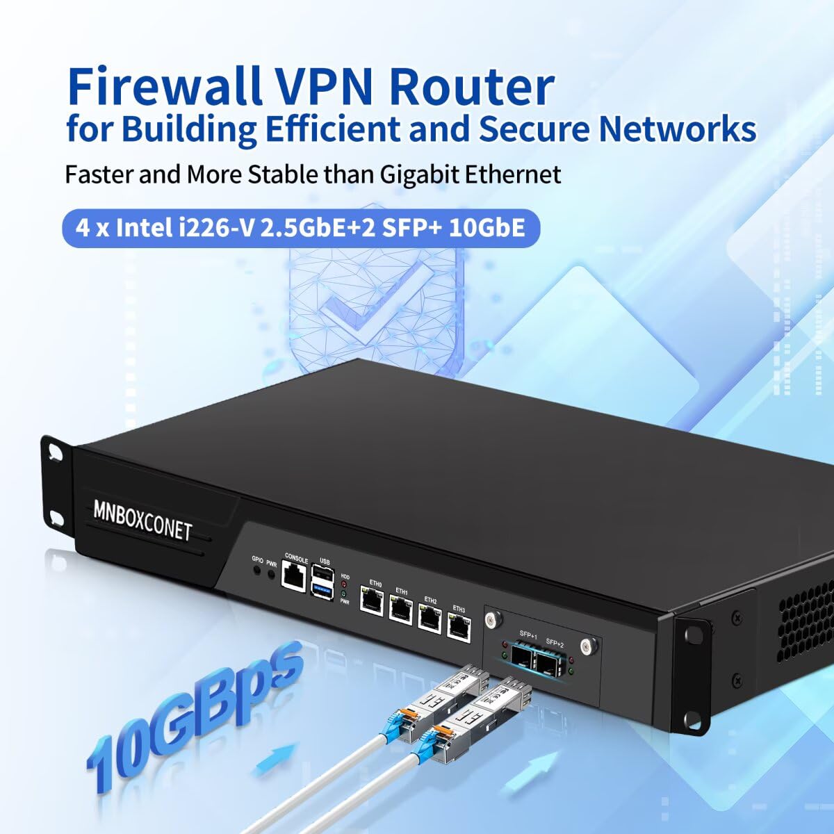 Firewall Appliance 1U N300, DDR5 16GB RAM 1TB SSD, 19'' Server Router PC, 2 x 10GbE SFP+, 4 x 2.5GbE I-226V LAN, OPNsense Homelab Server, Network Hardware VGA Display, Console