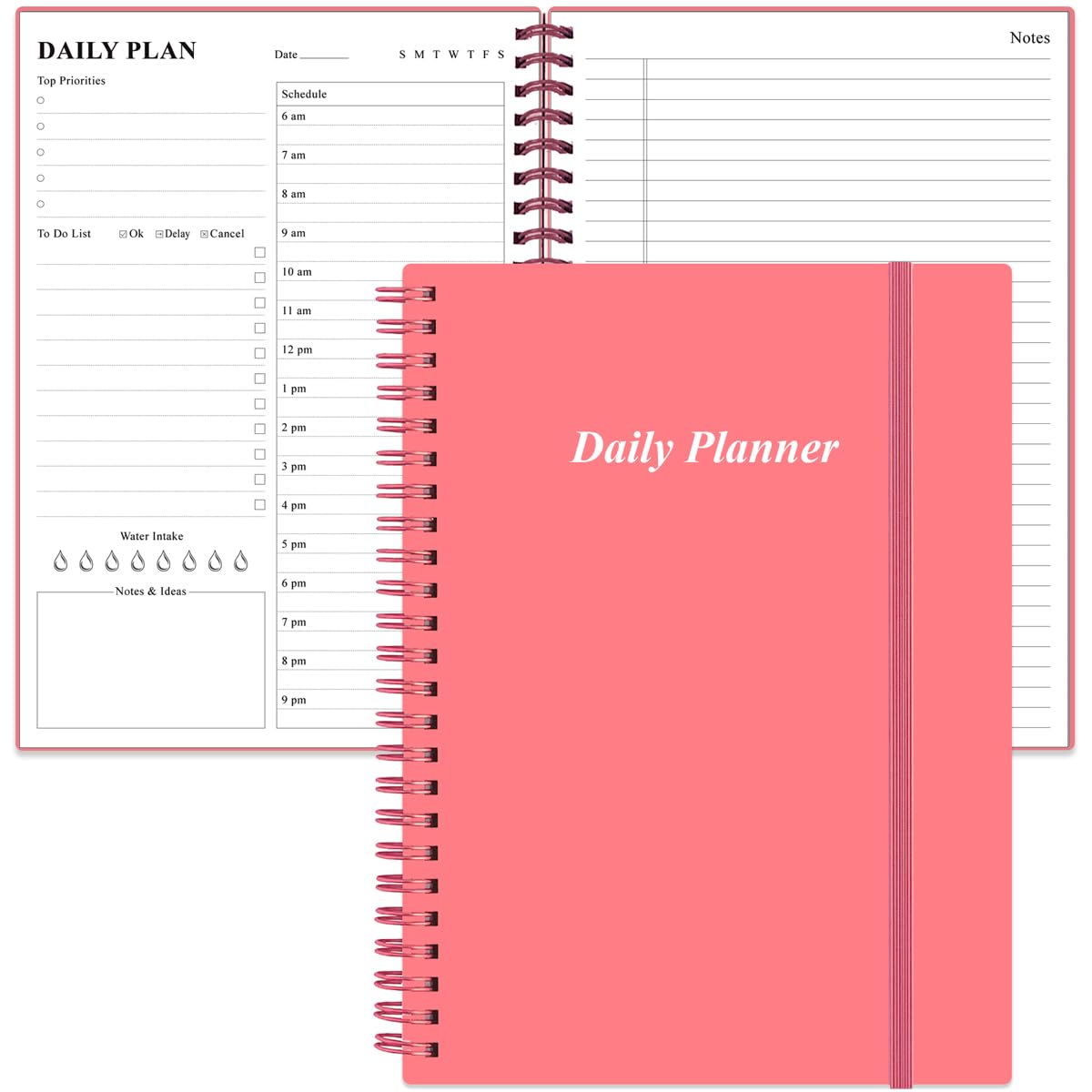 Daily Planner Undated, A4 To Do List Notebook Hourly Schedules