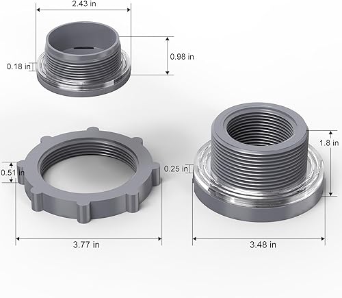 Miniatura 2 de TAISHER Adaptador de conector de tanque de mamparo de PVC negro de 1-12 pulgadas con tapones y junta para tanque de agua, barriles de lluvia,