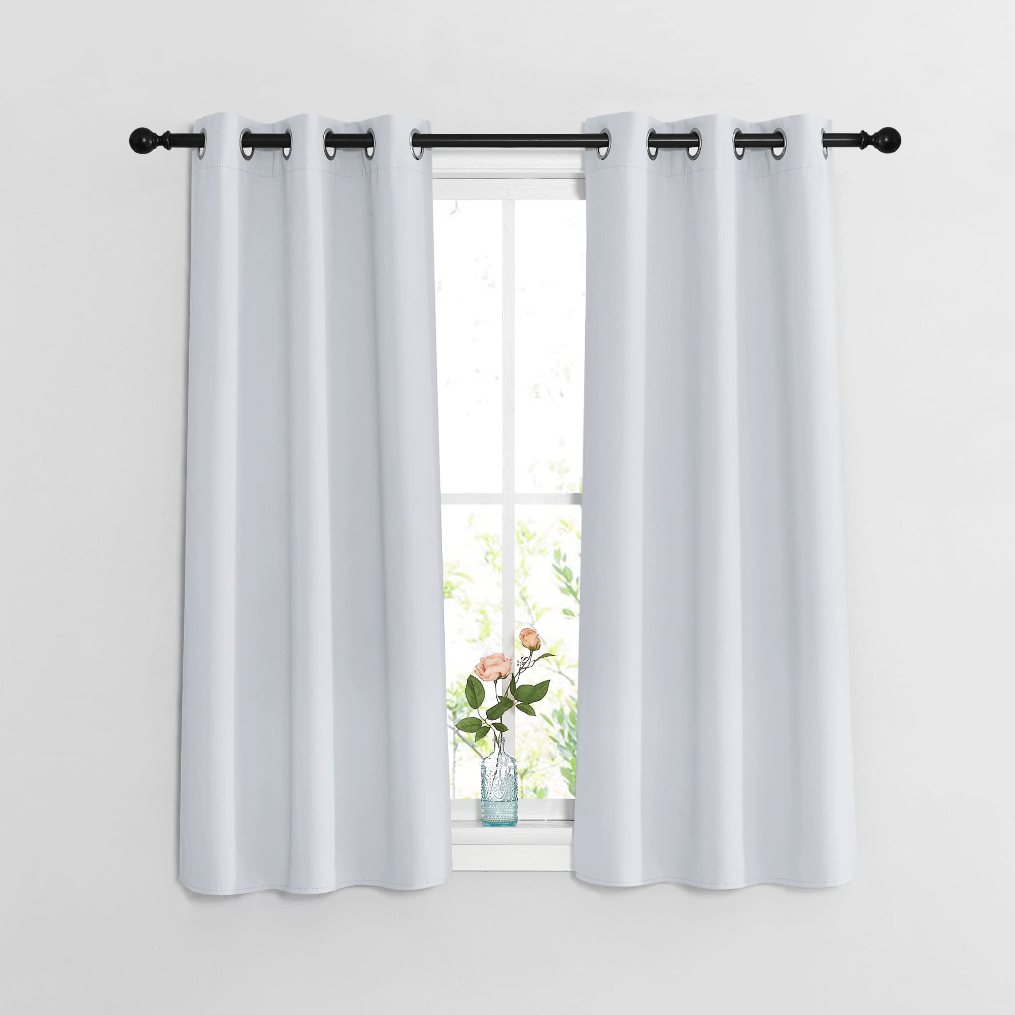 Photo 1 of NICETOWN Room Darkening Curtain Panels - Window Treatment Thermal Insulated Grommet Window Treatments for Bedroom/Nursery (2 Panels, W37 x L54, Greyish White)