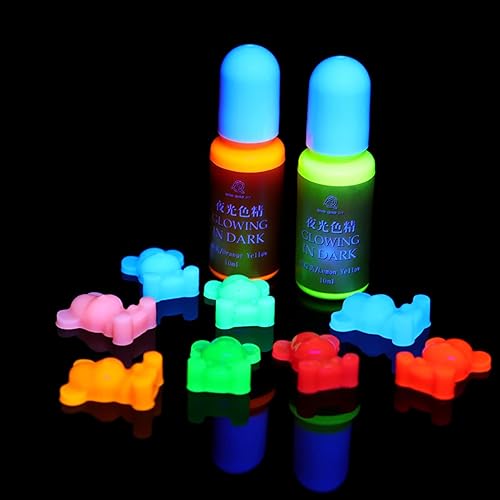 Miniatura 5 de 0.3 fl oz resina epoxi colorante pigmento de color alta concentración resplandor en la oscuridad líquido luminoso UV resina tinte pigmento azul claro