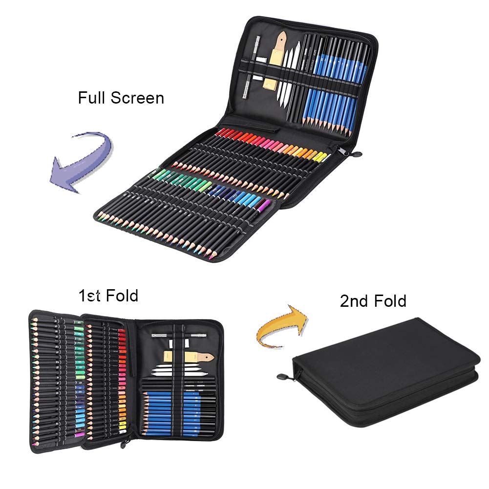 Kunst Malerei Sketch Set, 95-teilig mit Buntstiften Graphit Bleistiften und Kohlestiften, ideal für Skizzenzeichnen Malen und kreatives Gestalten für Künstler Schüler und Hobbyzeichner