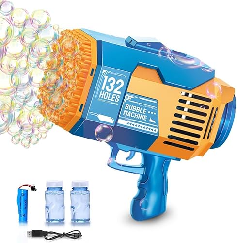 Fulercni Upgraded 132 Holes Bubble Machine Gun,Bazooka Bubble Machine,Rocket Bubble