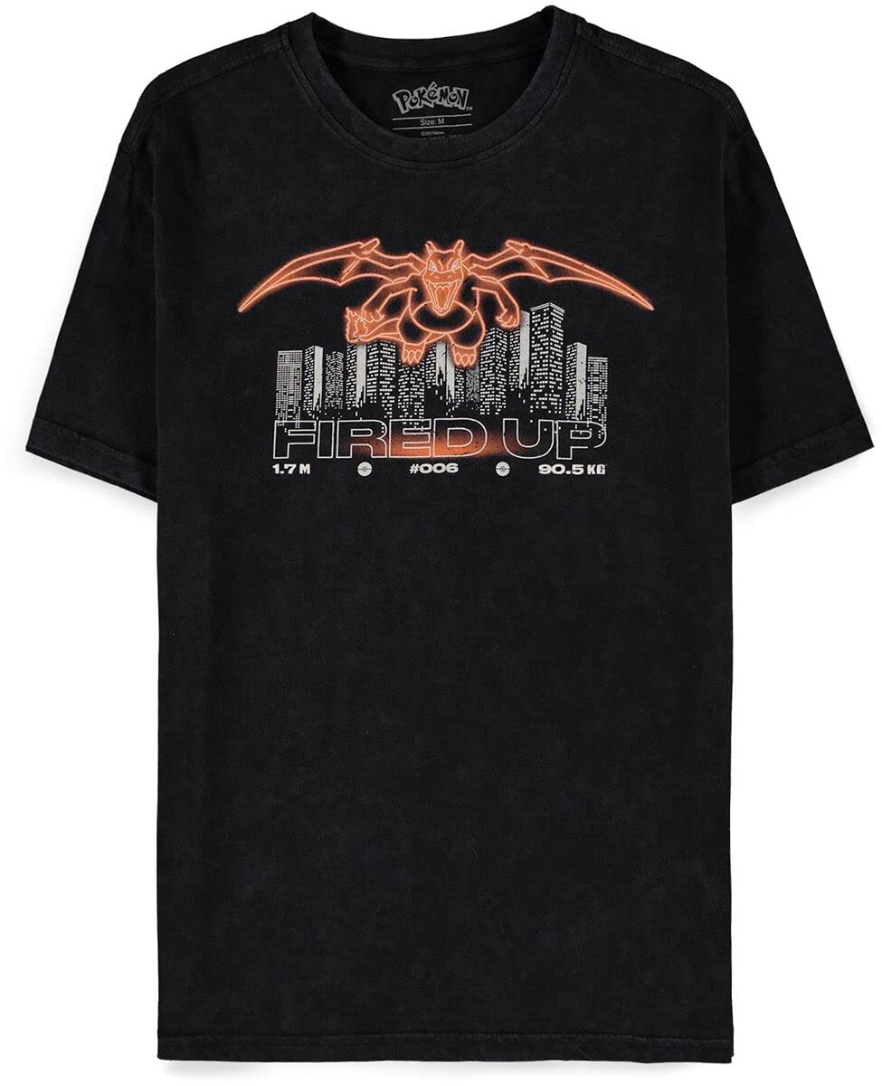 EMP Charizard T-Shirt – Schwarz, Regular Fit, 100% Baumwolle