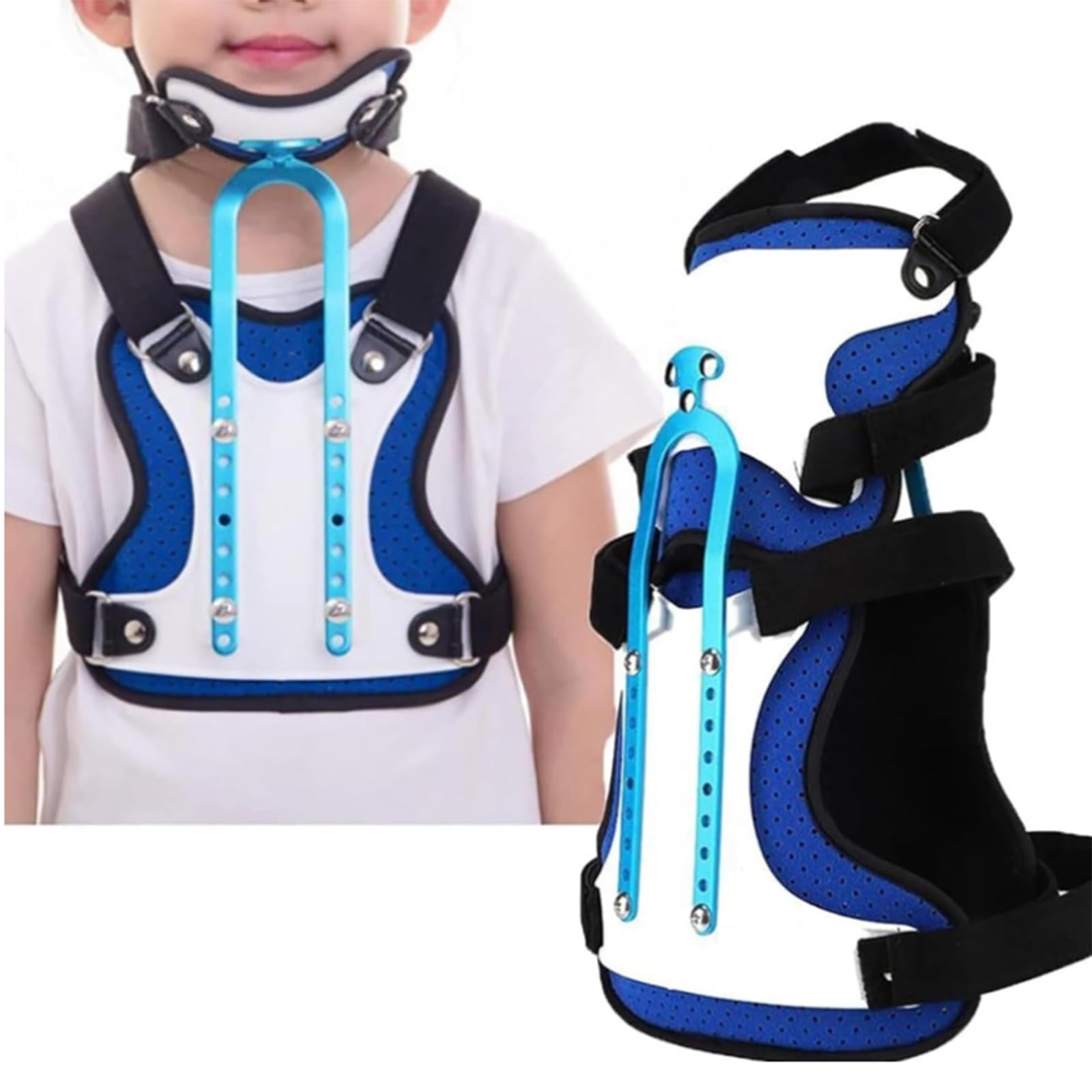 WDSOPK Children Spine Orthosis Back Brace Neck Support Cervical Spine Postoperative Fixed Support Device, Adjustable Cervical Oblique Brace, Protective Gear