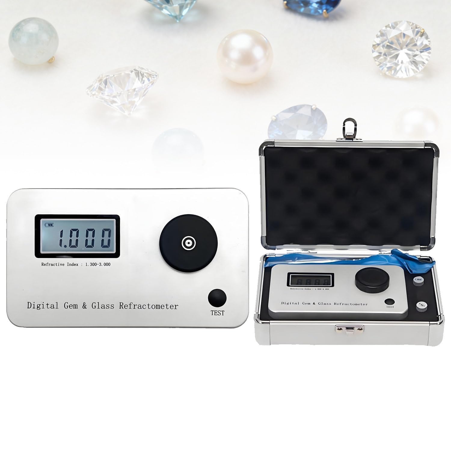 Refractómetro para Gemas, Detector de índice de refracción de Diamantes. Pantalla LCD retroiluminada de Gran tamaño, índice de refracción 1.300-3.000/error: ±0.005, para joyería y Jade