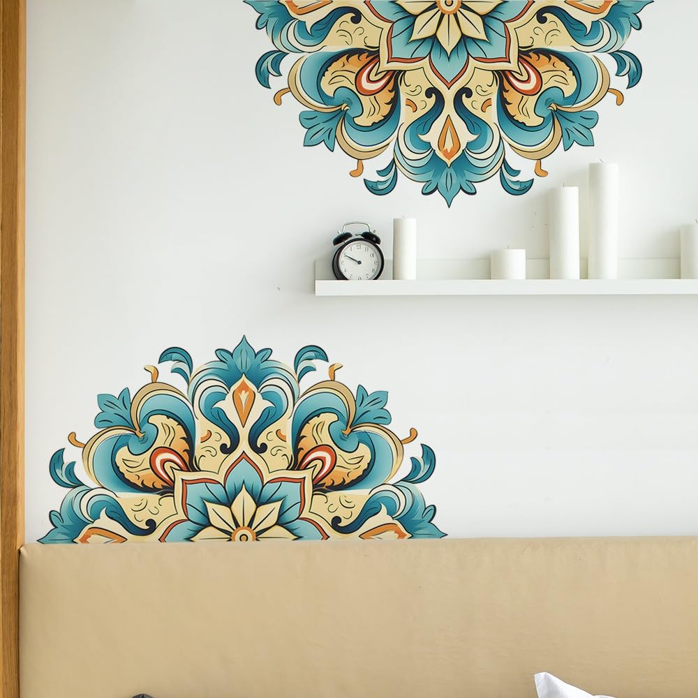 Muurtattoo Muursticker Mandala Goud Geel Woonkamer Slaapkamer