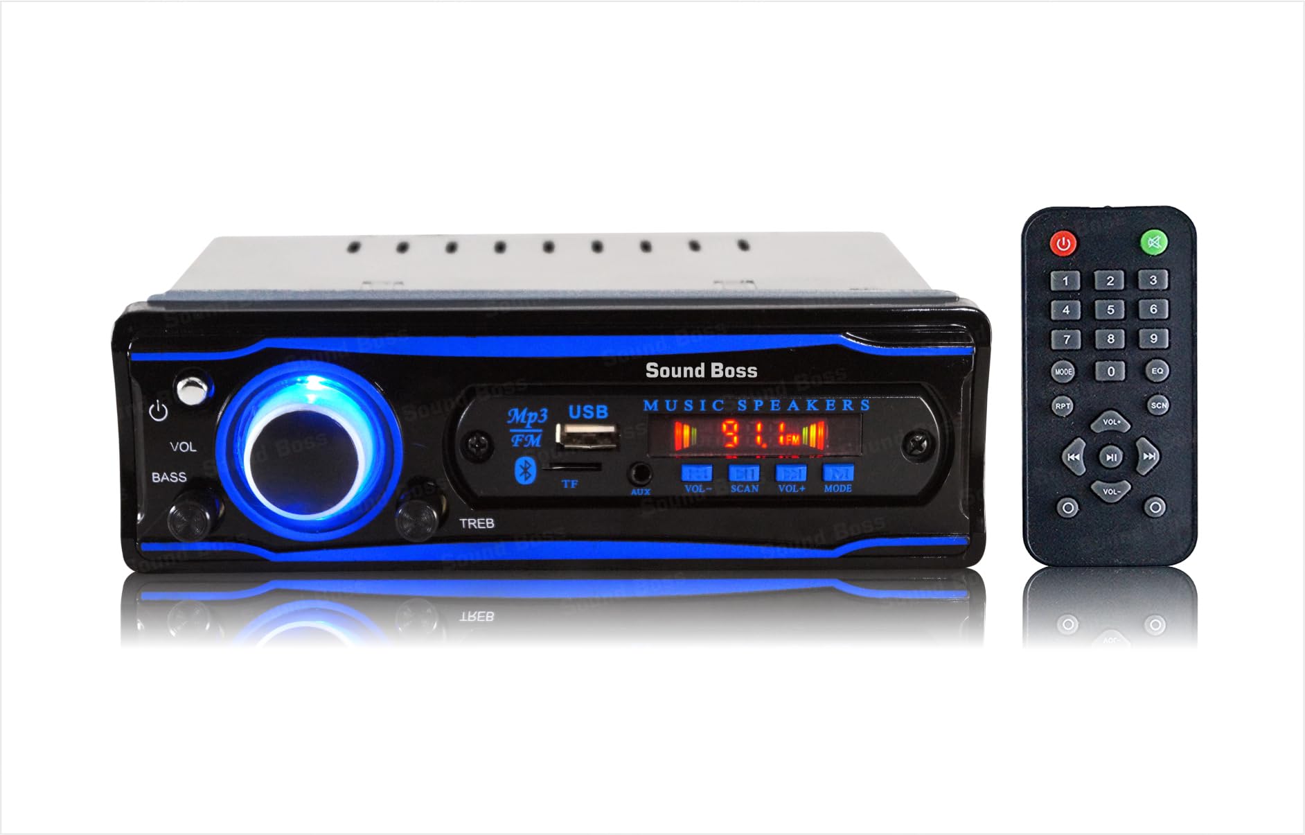 Sound Boss SB-0000BT(Blue) Bluetooth/USB/SD/AUX/FM/MP3. Car Stereo (Single Din)