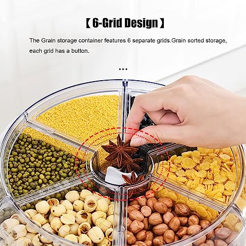 Image of Gvnd Rice & Dry Food Round Dispenser, Kitchen Organizer, Cereal Grain Container for Home, Cereal Transparent Bucket, Storage Box, Beans Clear Cans, Gift for Women (Style-1)