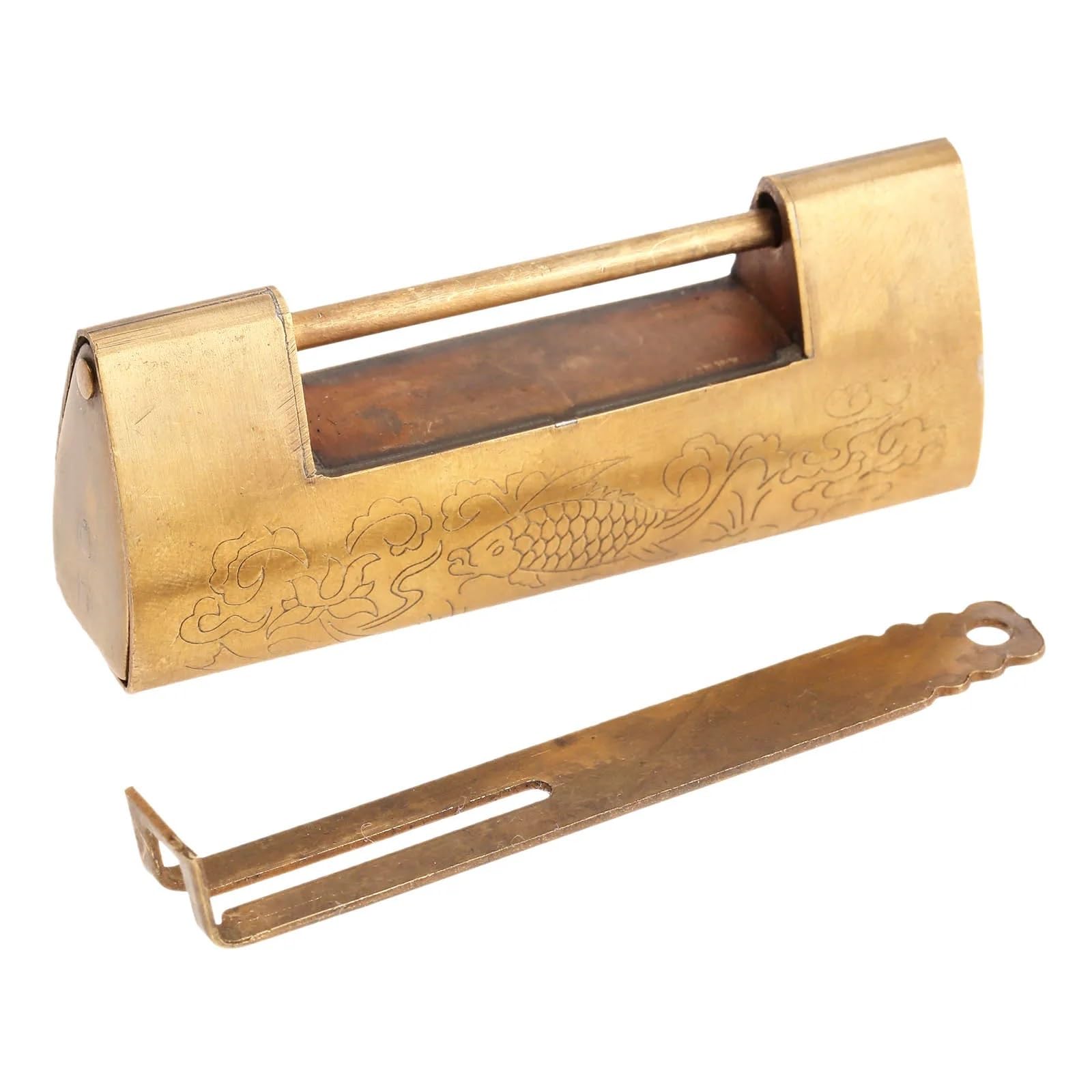 Juego de herrajes de latón puro para muebles, pomos y asas de madera, bisagras, pestillo, cerradura, pasador en forma de U, protector de esquina