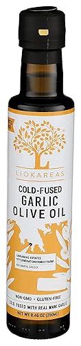 Liokareas Aceite de oliva de ajo Aceite de oliva virgen extra griego prensado en frío con ajo Orgánico Sin OMG Sin gluten Paleo Keto Fuente