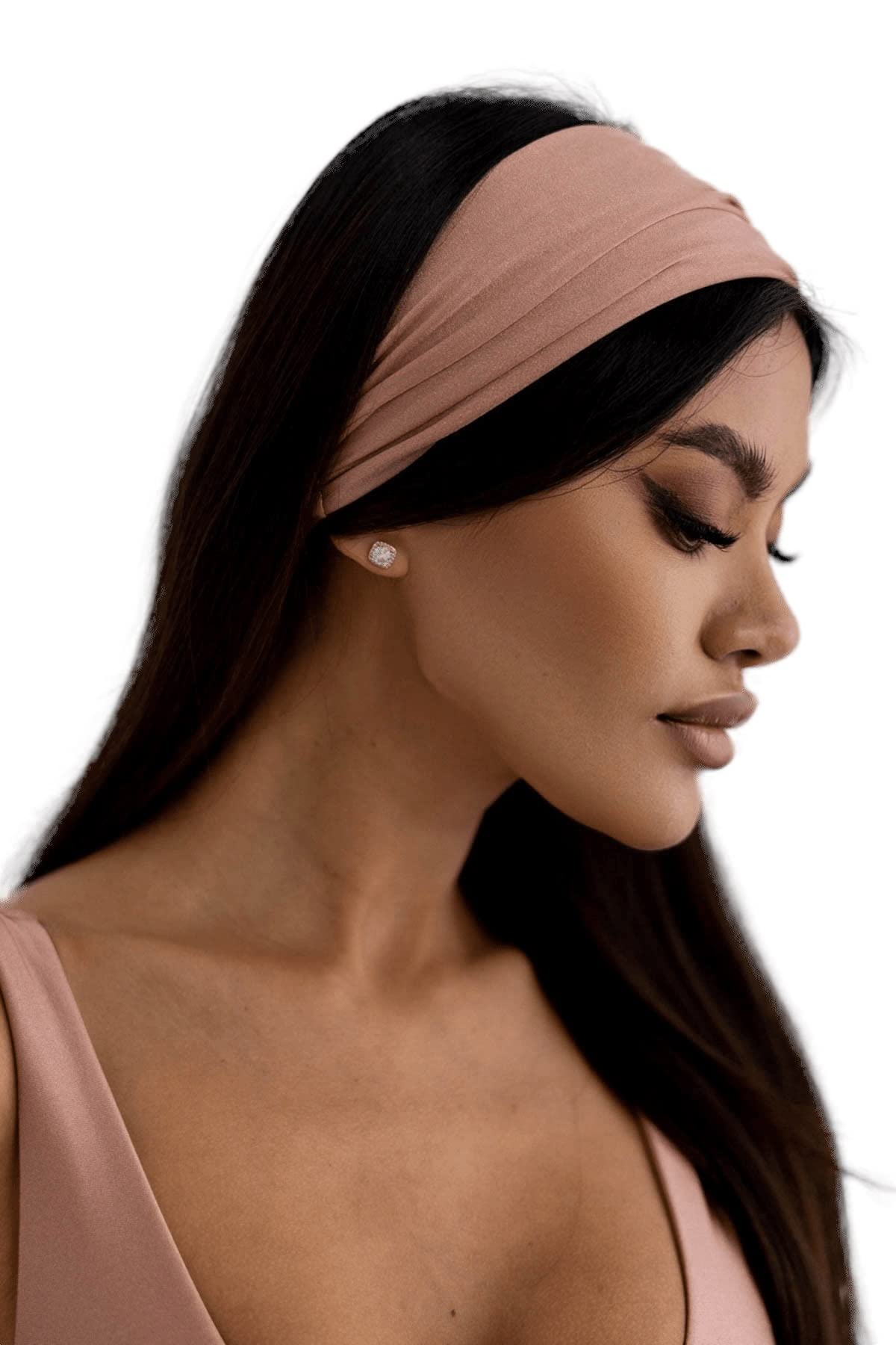 Headband Women's Wide Elastic Soft Hair Band Headband Banda Nero Black (Dusty Pink, One-size-fits-all)