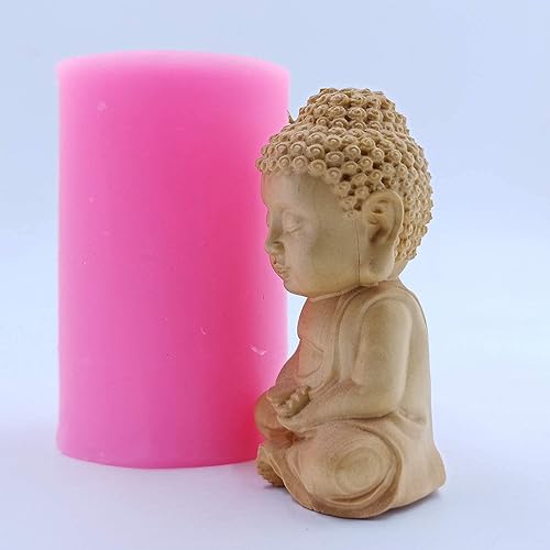 Vista 2 de Maitreya Buddha Design - Molde de vela de silicona perfumado, molde de cera de jabón perfumado, molde de silicona 3D para aroma, yeso, resina