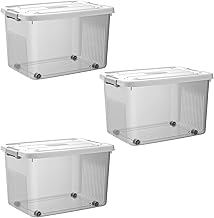 KREPS Clear Storage Container Box, Stackable Storage Bin with Lid, Plastic Container with Heavy Duty Latches to Organize, White Lid. (X-LARGE - 18 X 12.5 X 9.5 INCH, PACK OF - 3)