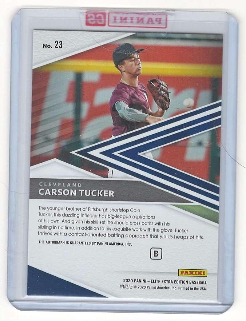 2020 Panini Elite Extra Edition Prime Numbers B Signatures #23 CARSON TUCKER NM-MT+ Auto /61 Cleveland Indians Baseball