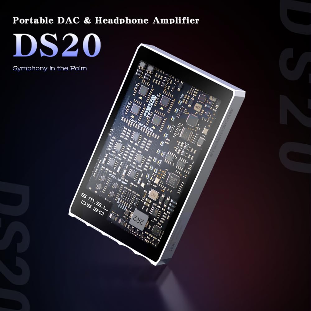 SMSL DS20 Tragbarer DAC - Kopfhörerverstärker, CS43131 - Chip, PLFC - Vollbalancierter Schaltkreis, Unterstützt MQA/DSD, Audiophiler Klang