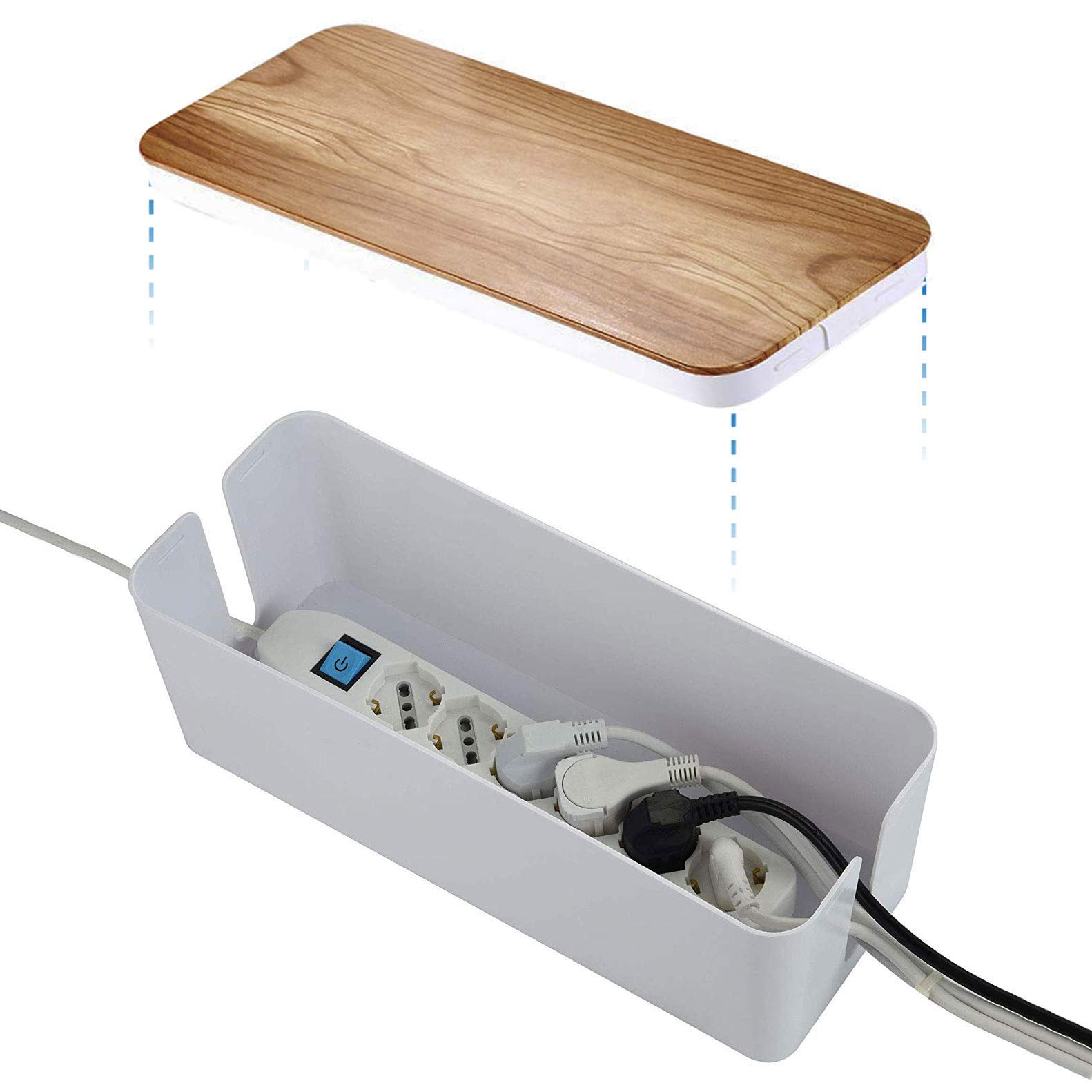 Electraline 300177 Pudełko Organizator Kable Z Multigniazdkiem, Biały