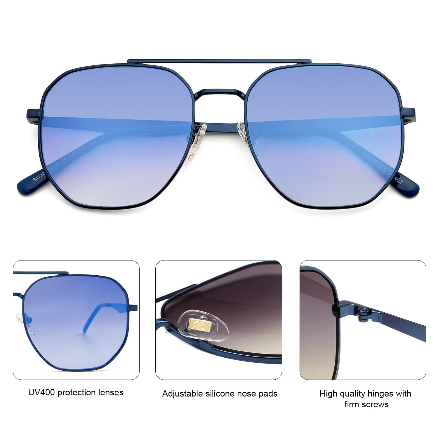 SOJOS Óculos de sol aviador quadrado retrô clássico para mulheres e homens, armação hexagonal, lentes UV400 SJ1222 em promoção! Veja a oferta e mais achadinhos de Óculos de sol 3 Hoje é o melhor dia para comprar SOJOS Óculos de sol aviador quadrado retrô clássico para mulheres e homens, armação hexagonal, lentes UV400 SJ1222 com aquele preço maroto! Promoção! Aproveite a oferta! 3