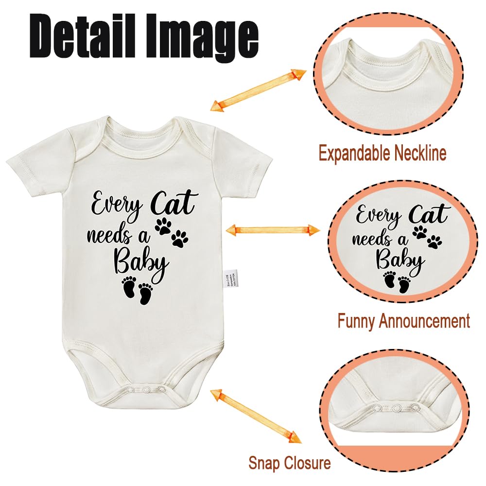 Every Cat Needs A Baby Bodysuit, Gender Neutral Babies Clothes, Cute Baby's Boys Coming Home Outfit, Toddler Short Sleeves Jumpsuits (White, 0-3 Month)