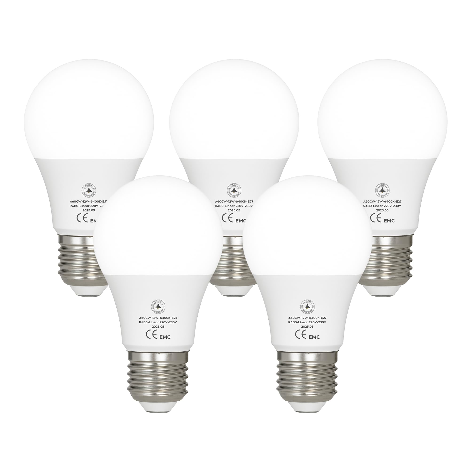 LEDSone Bayonet Light Bulb, 60W Equivalent, Warm White 2700K, 5W 490lm Super Bright LED Bulb, B22 LED Bulb, BC A60 GLS Energy Saving Light Bulb Non-dimmable, (12W - E27, 5 Pack)