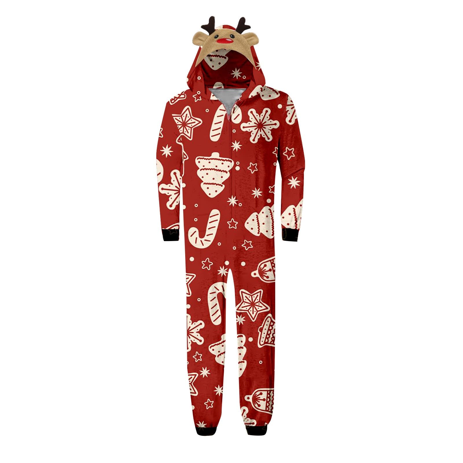 Genérico Mono Papá Noel Pijama Familiar Lindo Impreso Cabeza Grande Cuadros Manga Larga Pelele Suave Casual Ropa Noche Vacaciones Traje