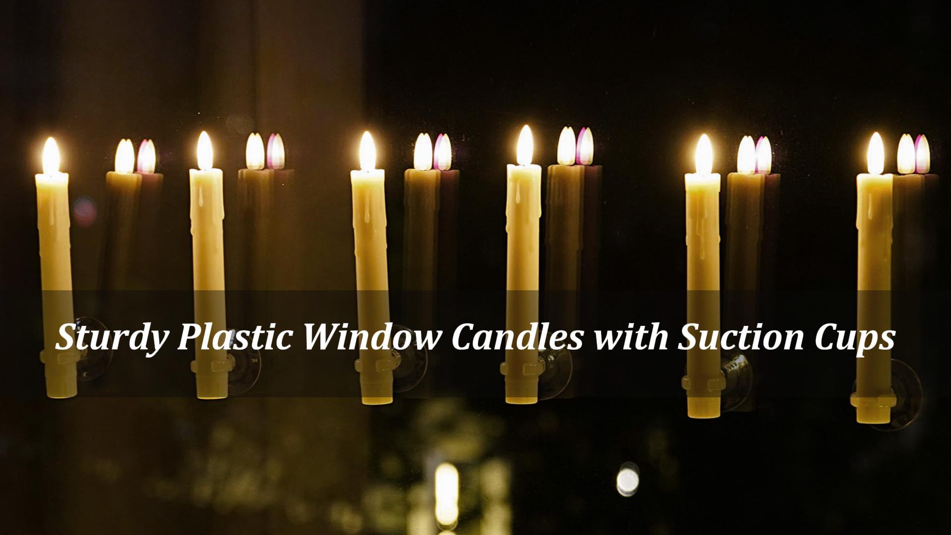 Image of Rhytsing 7 inches Flameless Window Candles with Suction Cups for Christmas, Battery Operated LED Taper Candles with Timer and Dimmable Function, Wax Dripping Design, Remote Control Included - Set of 6