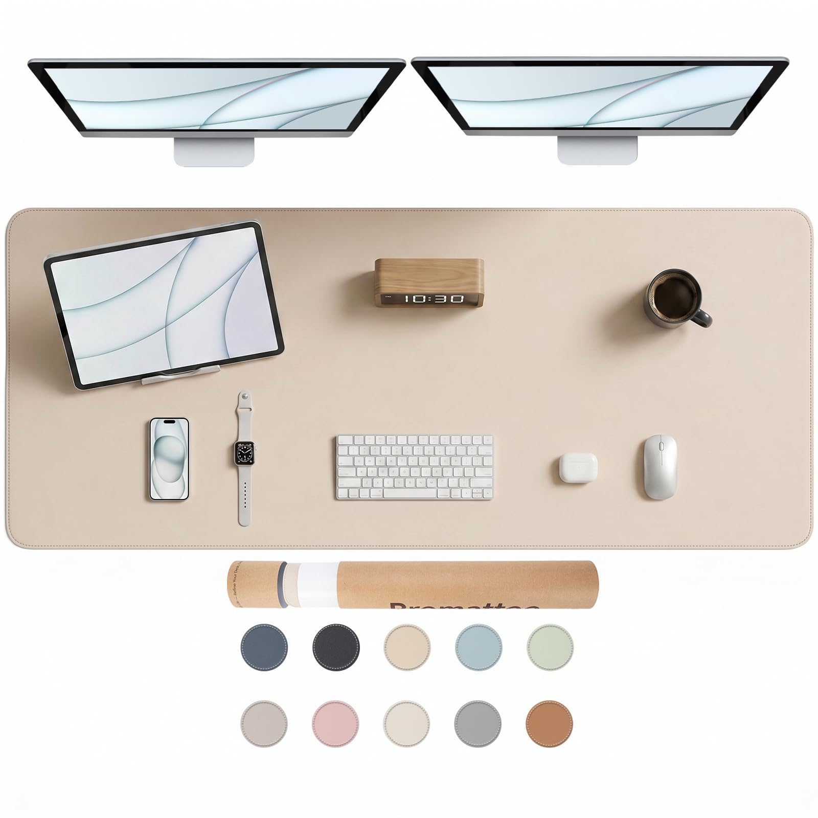 PROMATTOO Large Non-Slip Desk Mat, Waterproof Vegan Leather Desk Pad & Mouse Mat, Extended Desk Protector for Laptop, Office & Home, Smooth Writing Surface with Premium Tube Packaging (140 x 60 cm) — image 1