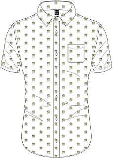Shirt Classic Crest Band Logo All Over Print New Official Mens White