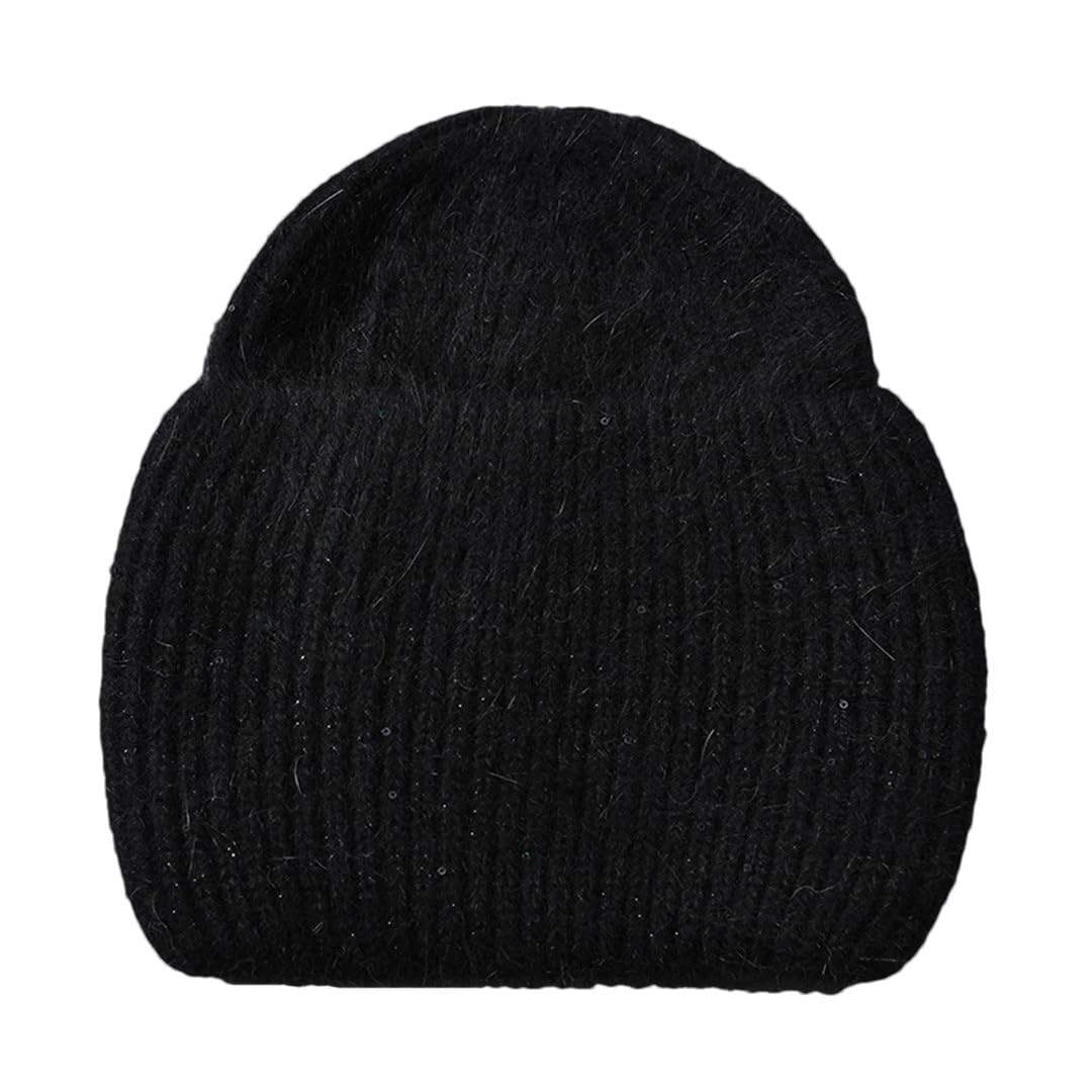 Wvapzxx Berretto Lavorato A Maglia In Misto Cashmere E Pelliccia Con Paillettes Berretto Con Teschio In Lana Per Ragazza Casual Autunno Inverno