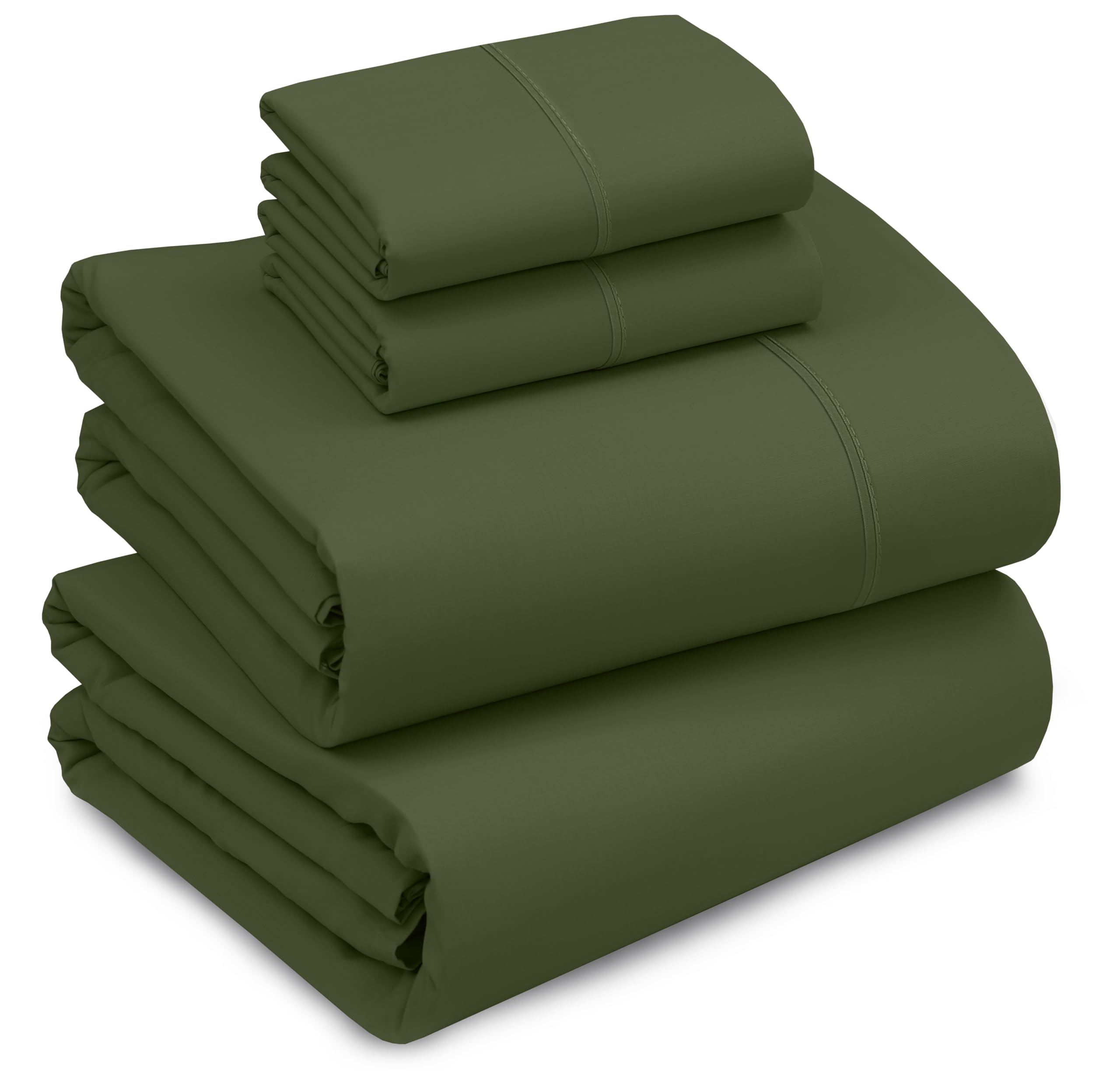 RUVANTI 100% Cotton Queen Sheets, Percale Queen Sheet Set, Chive