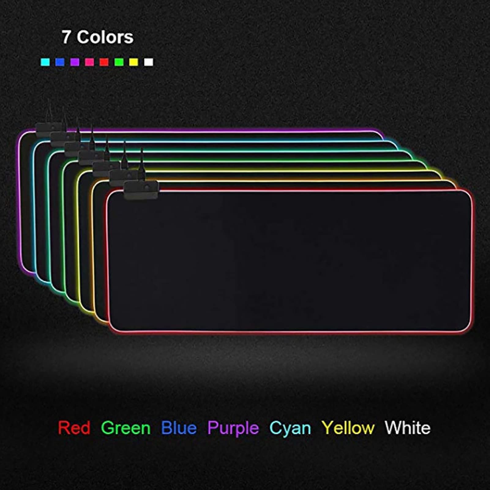 Tapis de Souris Gaming Extra Large 900 x 400 x 4 mm, Tapis de Souris RGB Épais avec Éclairage LED Multicolore, Bordure Surpiquée, pour Jeux et Bureau