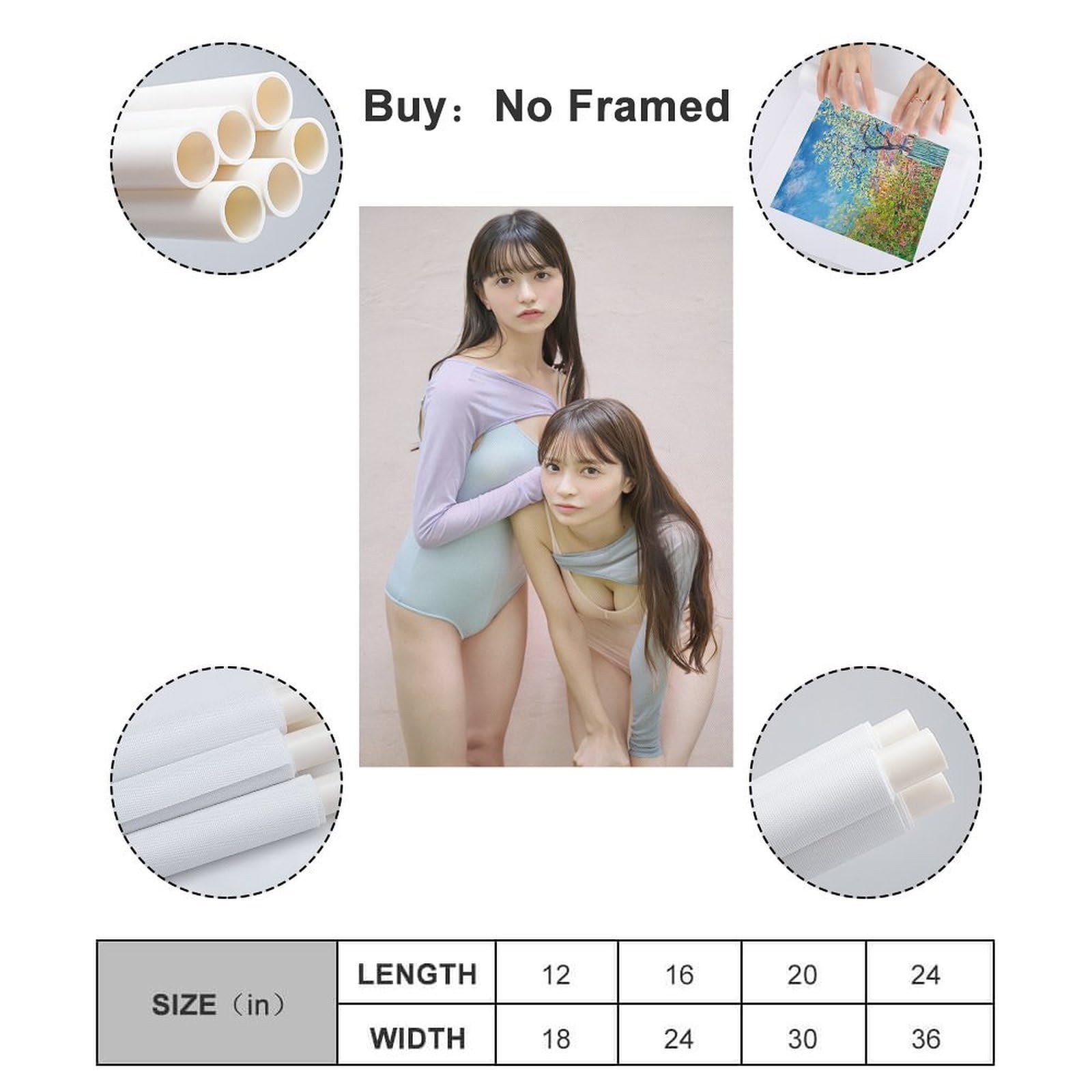 Amazon.co.jp: 森ふう花&柊きき有名人の写真のポスター613 キャンバス