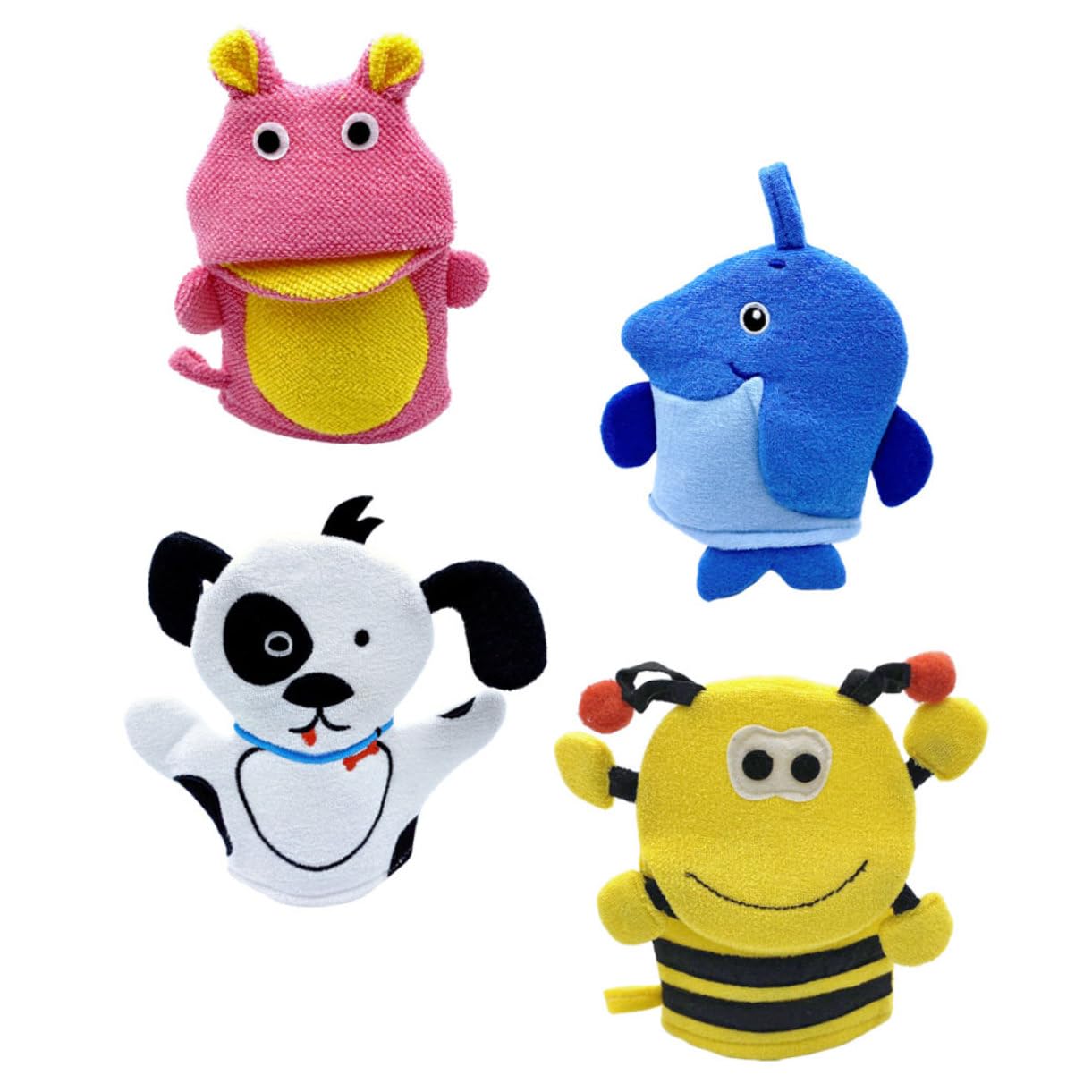Set De 4 Manoplas De Baño Con Forma De Animalitos – Guantes Exfoliantes Para Niños, Divertidos Y Suaves Para La Ducha Diaria