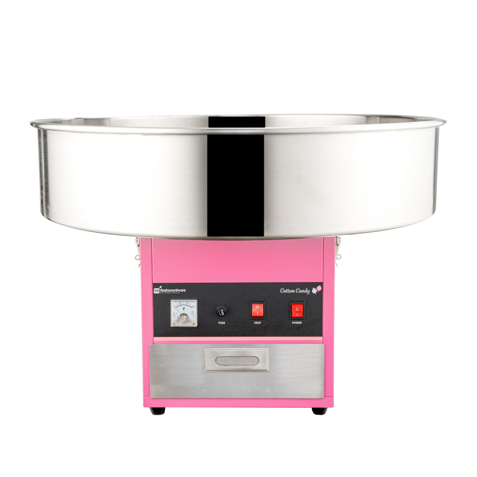 Restaurantware Hi Tek 28 Inch Cotton Candy Machine 1 Birthday Party and Carnival Candy Floss Maker - Produces 120 Cones Per Hour 110V Stainless Steel Sugar Cotton Machine 1080W