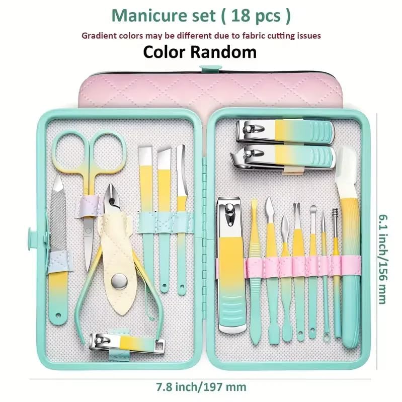 Aldea 18-Piece Rainbow Manicure Kit - Stainless Steel Nail Tools Set with Travel Pouch - Complete Home Nail Care & Gift for Women 3