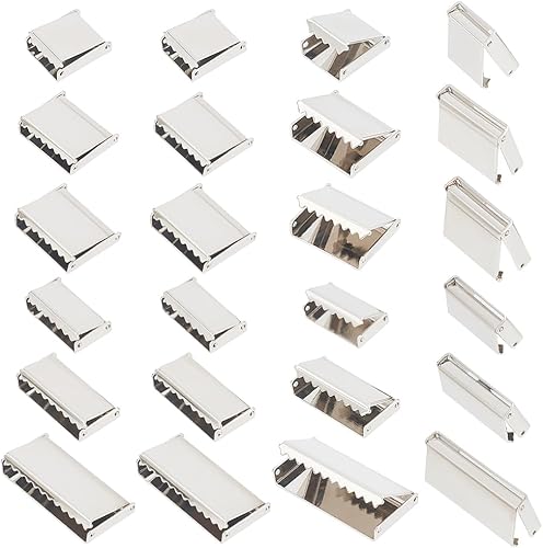 PH PandaHall 24 piezas de extremos de engarce de cinta, 6 tamaños, cierres de extremo de aleación de zinc, puntas de extremo de hebilla de cinturón,