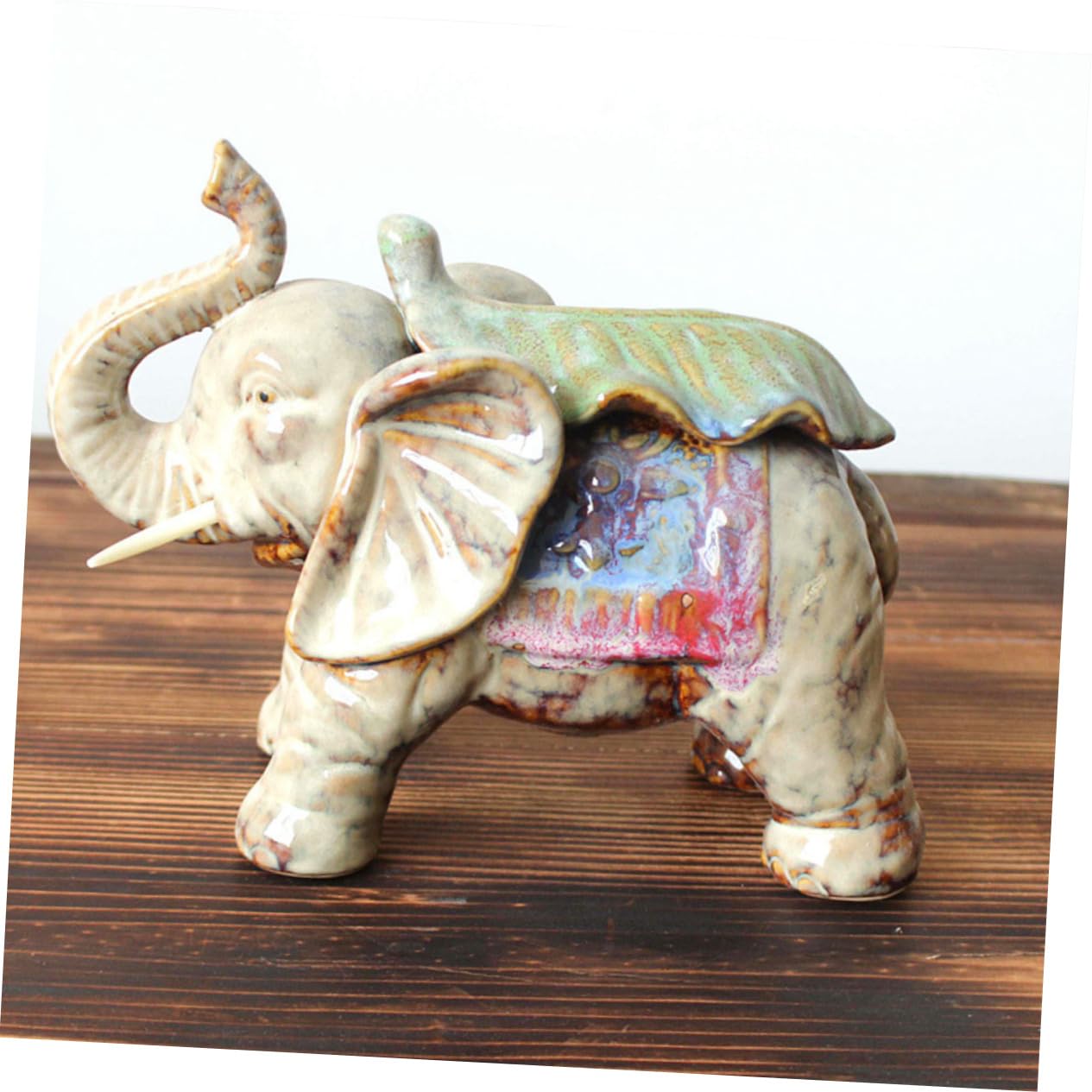 Ciieeo Estatua de Elefante de Cerámica Decorativa, Adorno Creativo