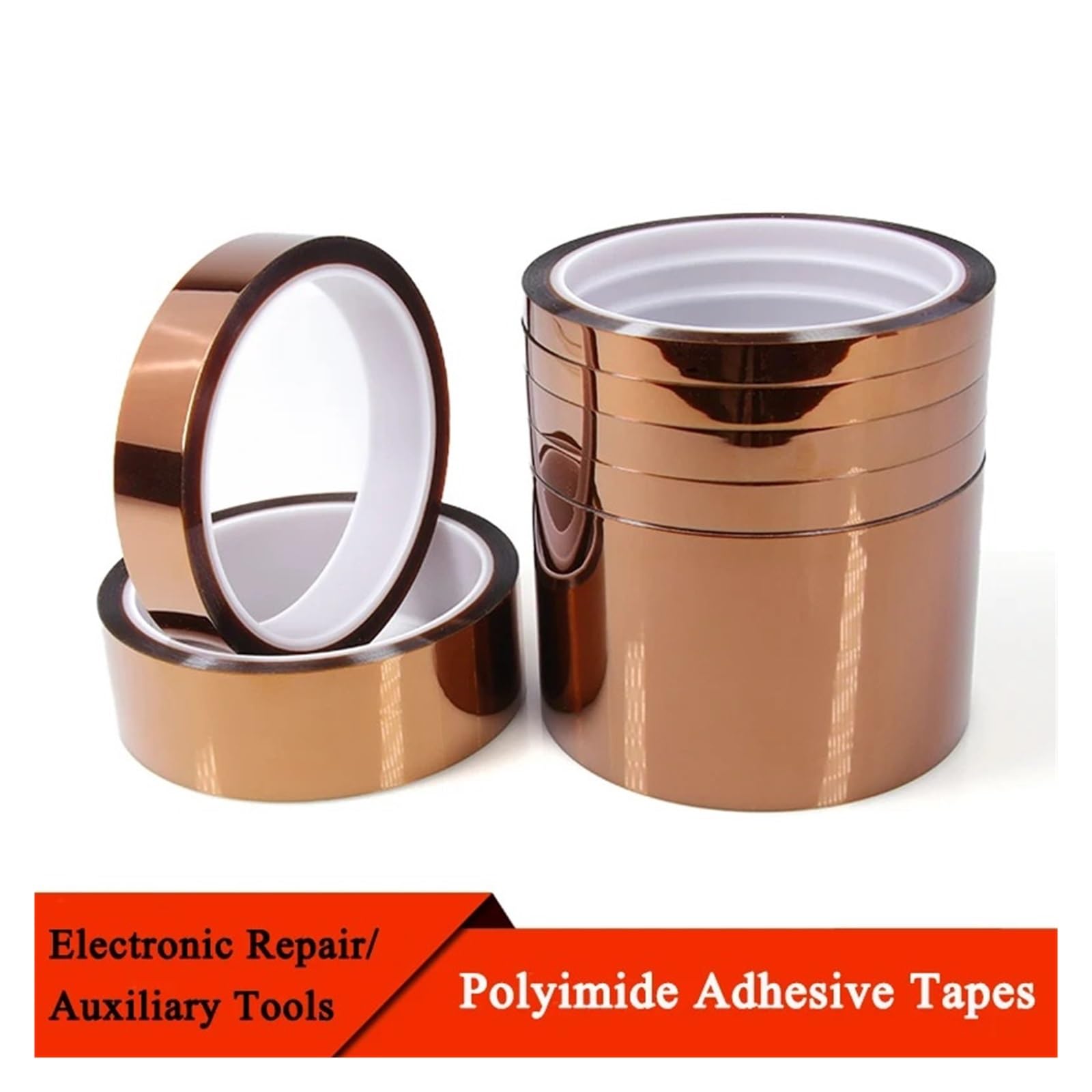 Cinta BGA De Calor Alta Temperatura, Aislamiento Térmico, Adhesivo Poliimida, Protección Aislante Tablero Impresión 3D para Enmascarar, Soldar, Electricidad(2 rolls,33.0M_0.06MM_45MM)