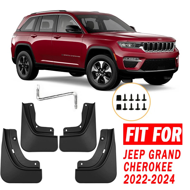 Image of Mud Flaps Mud Guards Fit for 2022-2024 Jeep Grand Cherokee(2-Row, Front & Rear Mud Splash Guards Accessories - 4 Pc, Black