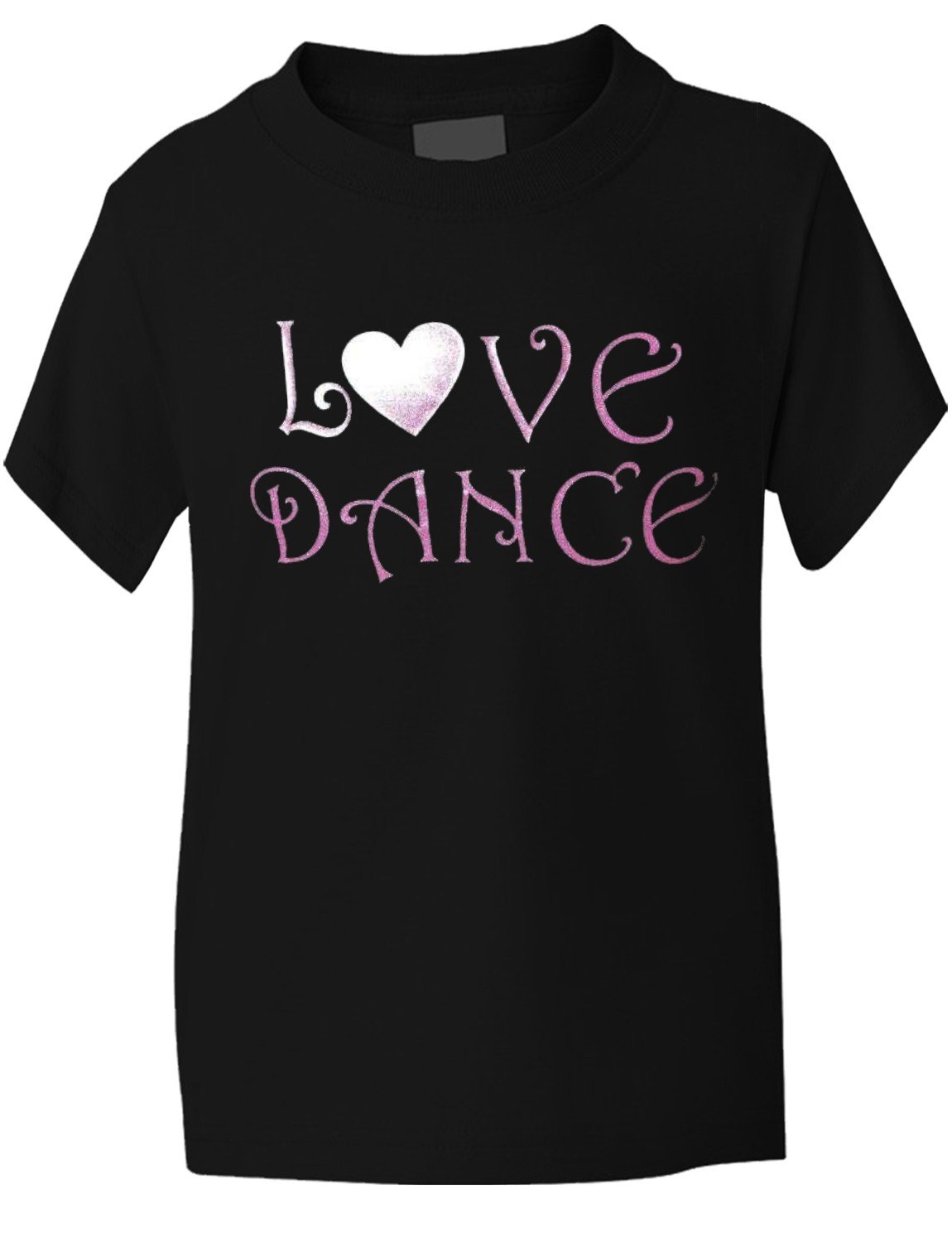 Print4u Girls Black Love Dance/Dancing/Dance Schools ~ T-Shirt In Pink Glitter 3-4